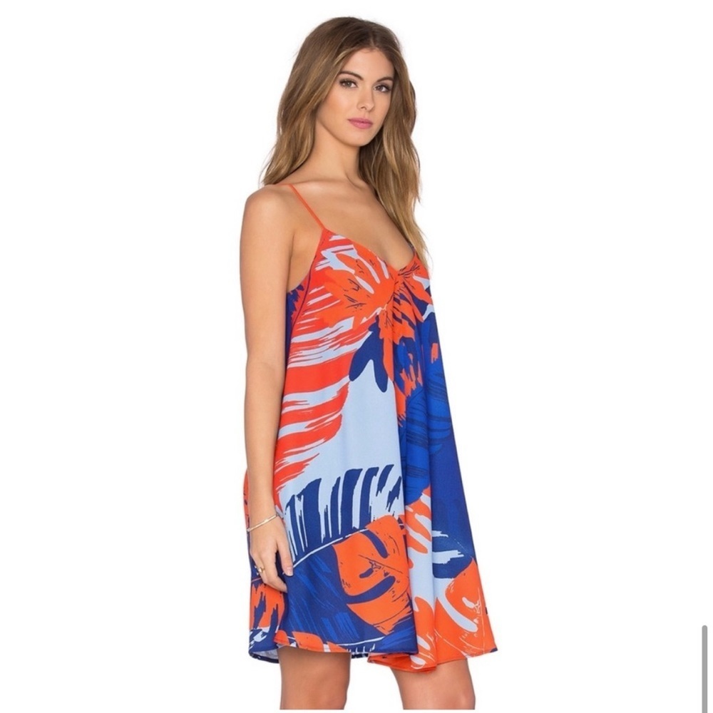 N/Nicholas Diamond Crepe V Neck Floral Dress in Palm Print - Picture 7 of 7
